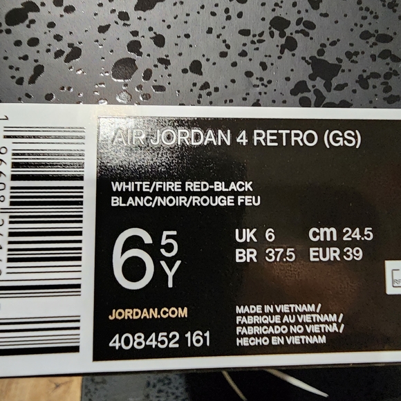 Nike Air Jordan 4 Red Cement 408452-161 Mens Sz 6y - 7y New - Picture 8 of 9